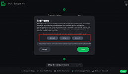 Adding a Navigate step- and my scrape steps are showing as variables